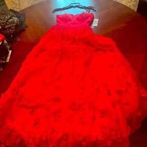 Sequin Hearts - Strapless Prom Dress, Red, Size 1